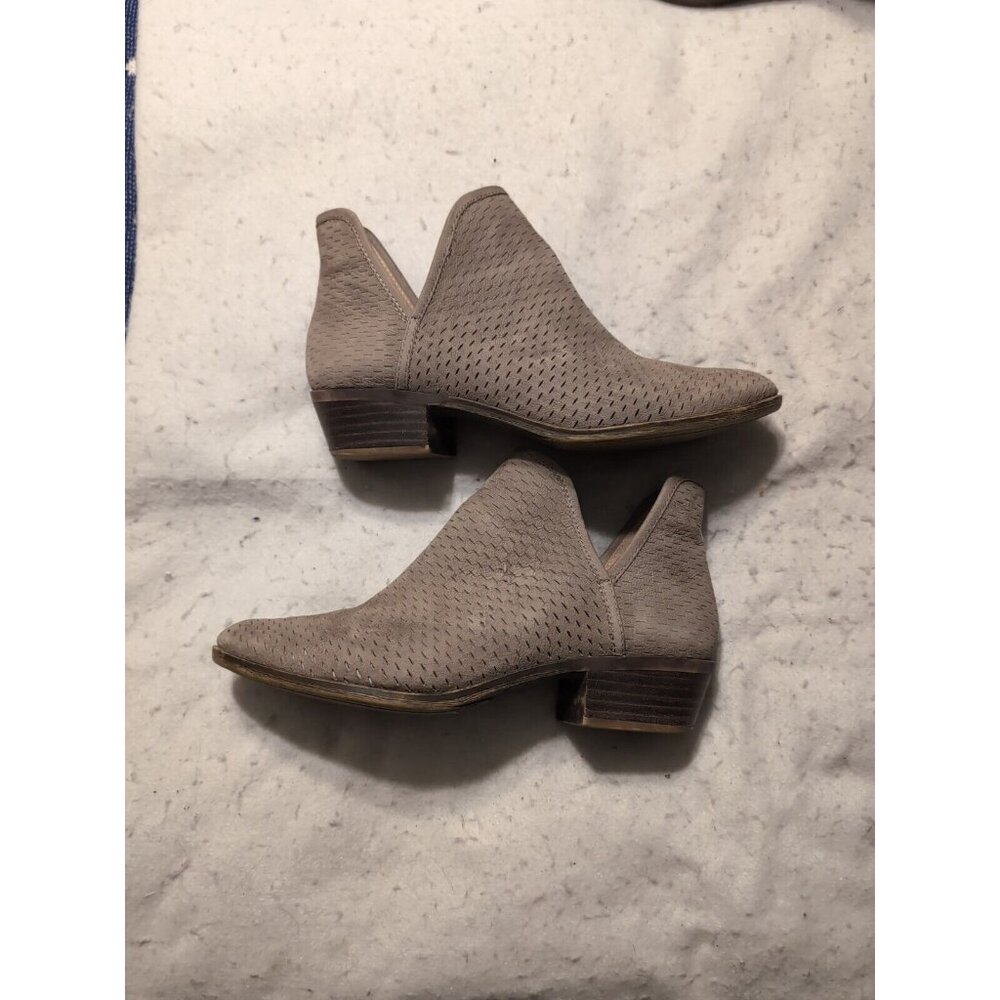 Lucky Brand Womens Bootie Size 9 M Bashina Suede Perforated Fall Casual Slip on